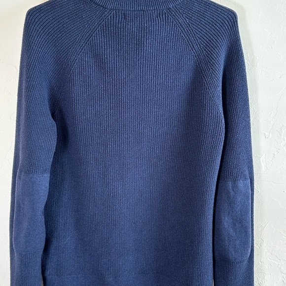 Banana Republic Men's/Unisex Blue Half-Zip Sweater with Elbow Patches Sz S - Picture 9 of 10
